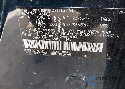 2018 Toyota Rav4 Xle from USA, damaged, VIN JTMRFREV3JJ233042
